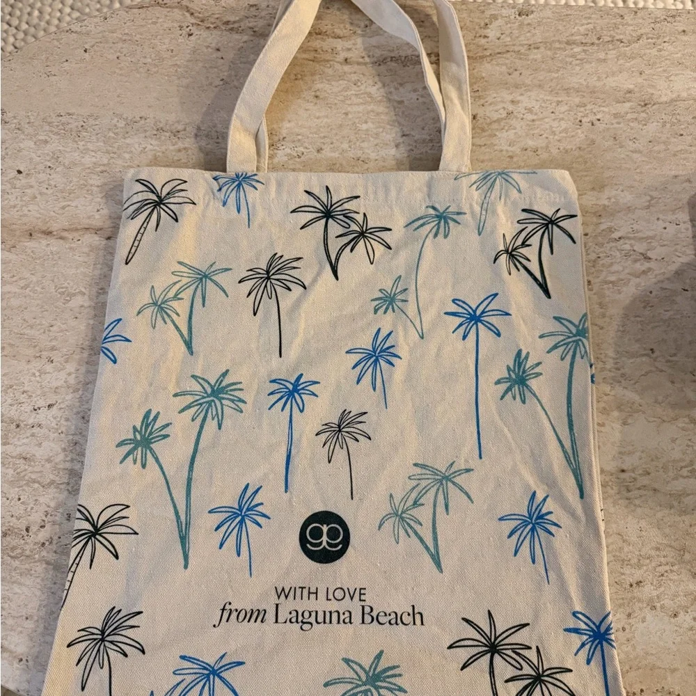 Gorjana Cream Tote Bag with Palm Tree Design